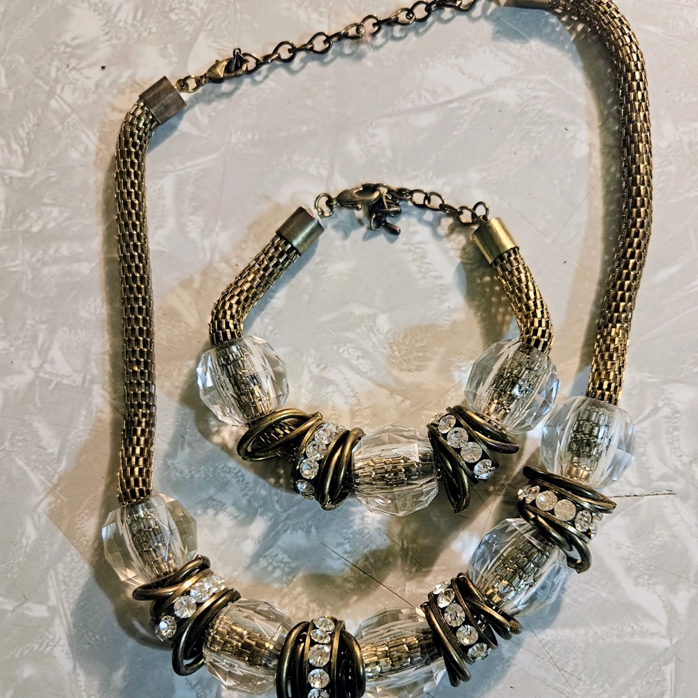 Express Clear Beaded Necklace and Bracelet Set